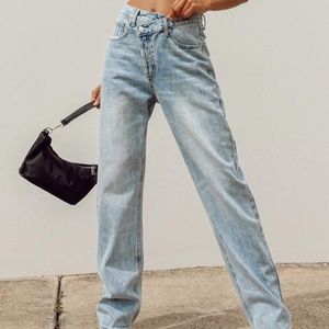 Princess Polly Holly Asymmetric Straight Leg Jeans